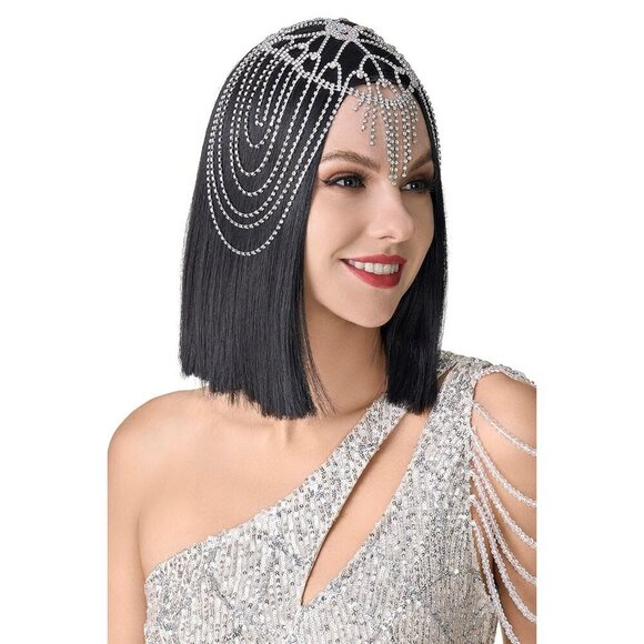 Vintage Flapper Headpiece Crystal Rhinestone Gatsby Style for Party Elegant main image 5